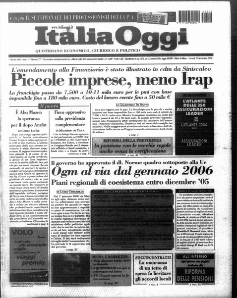 Italia oggi : quotidiano di economia finanza e politica